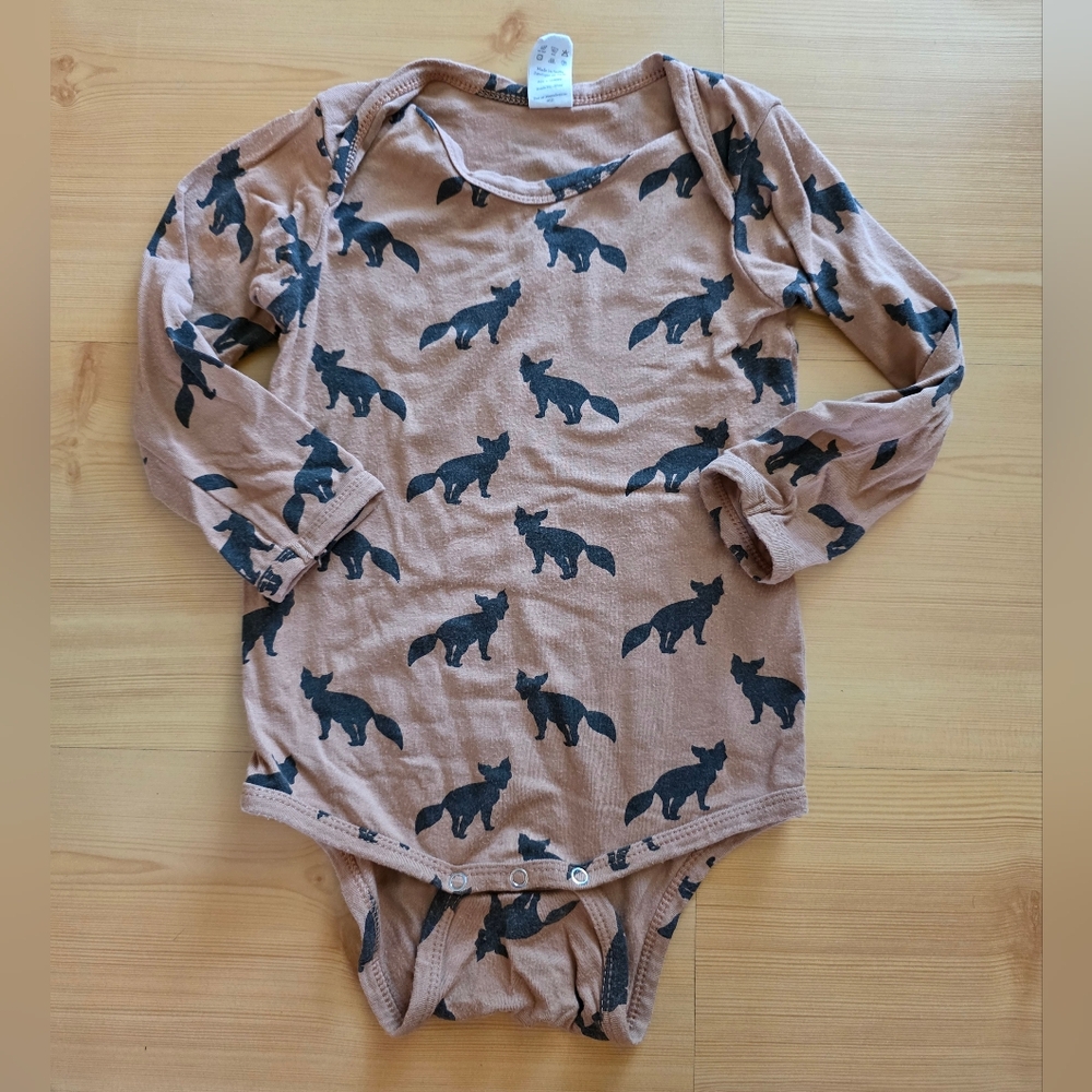 Kate Quinn Brown Fox Print Bamboo Onesie 18-24M